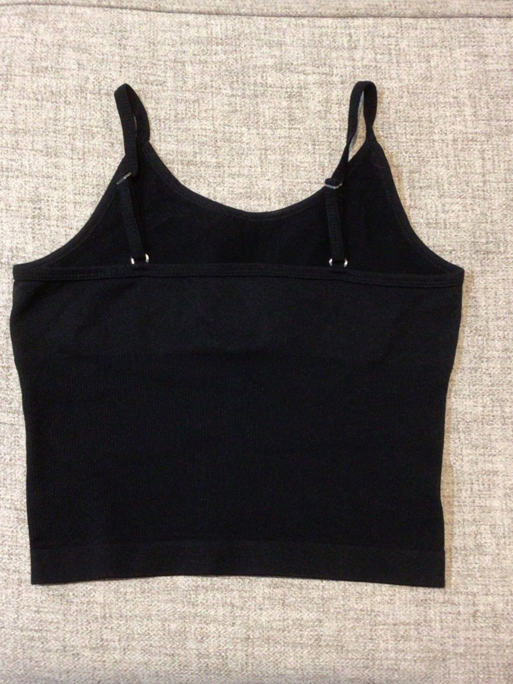Women’s Black Ribbed Adjustable-Strap Tank Top